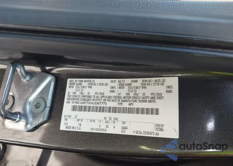 2017 Ford Escape S z USA, uszkodzony, nr VIN 1FMCU0F7XHUD67770